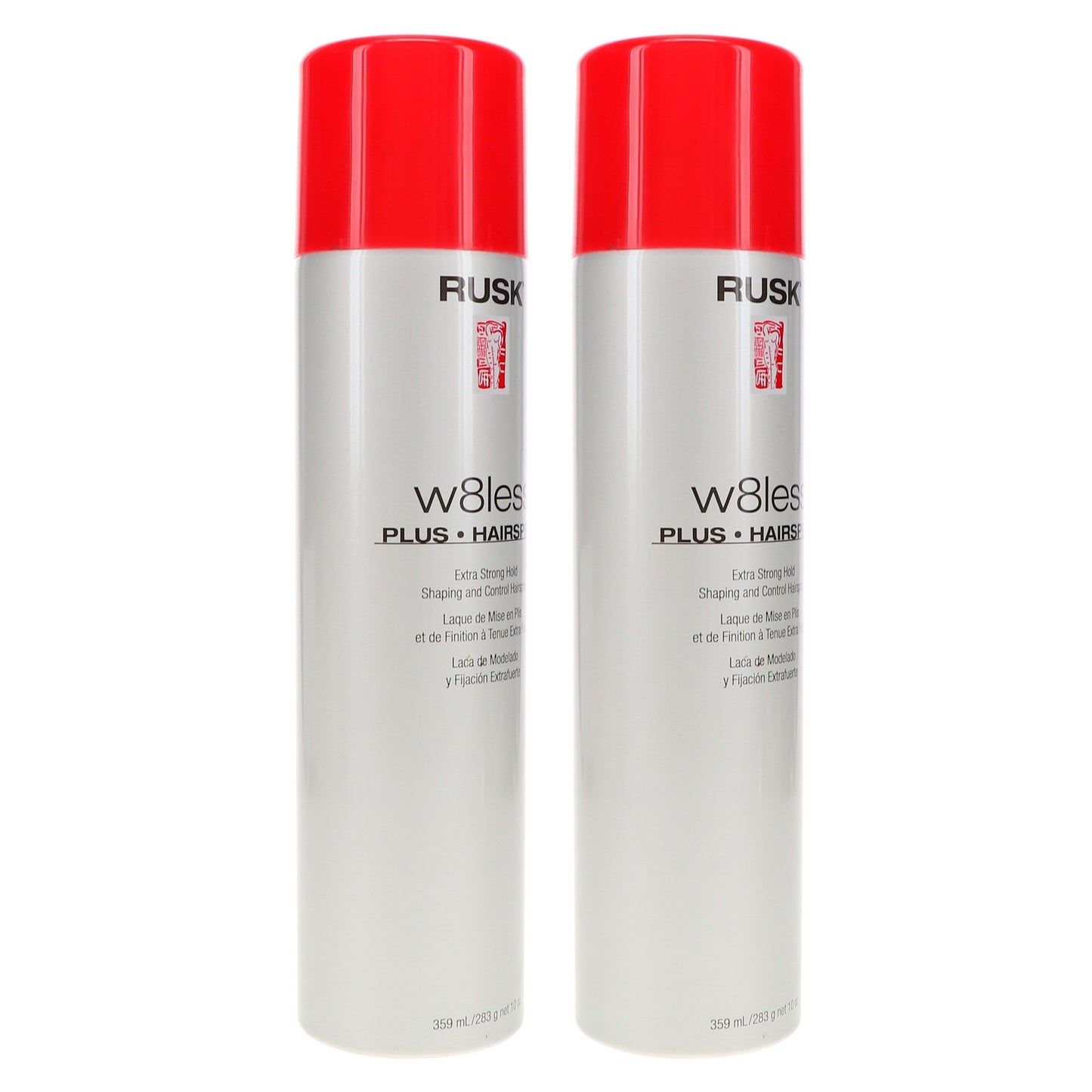 Rusk W8less Plus Extra Strong Hairspray 10 oz - 2 Pack, Long-Lasting Hold