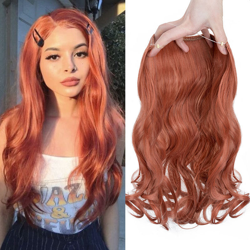 Invisible Wire Hair Extensions - Natural Synthetic Length & Body Wavy or Straight