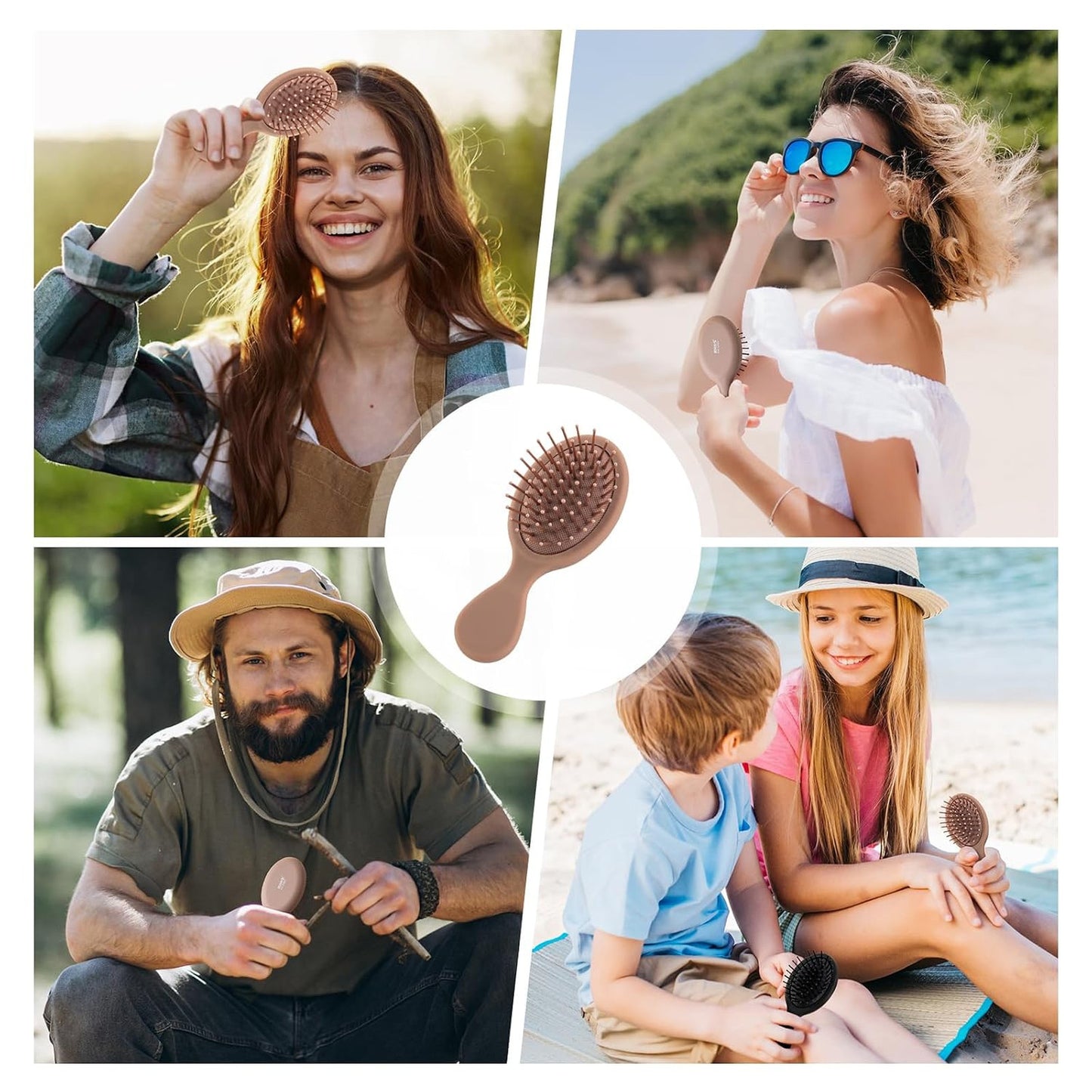 Mini Travel Hair Brush Cushion Paddle Detangler for Women Men Kids