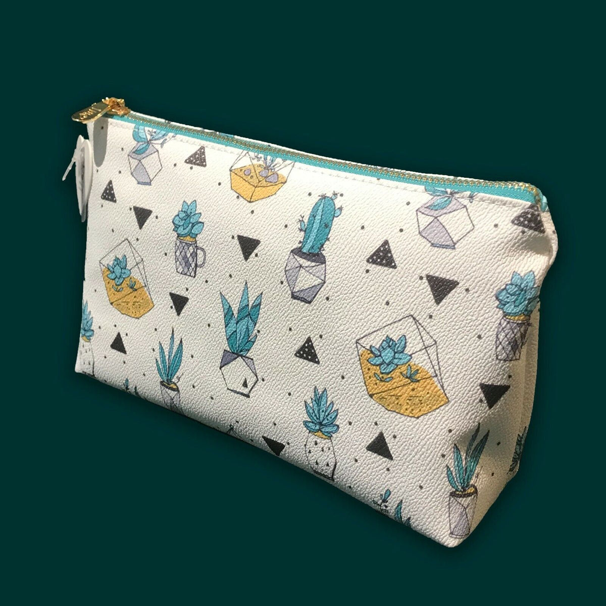 Travel Cosmetic Bag with Succulent and Geometric Designs - Multiple Sizes & Styles