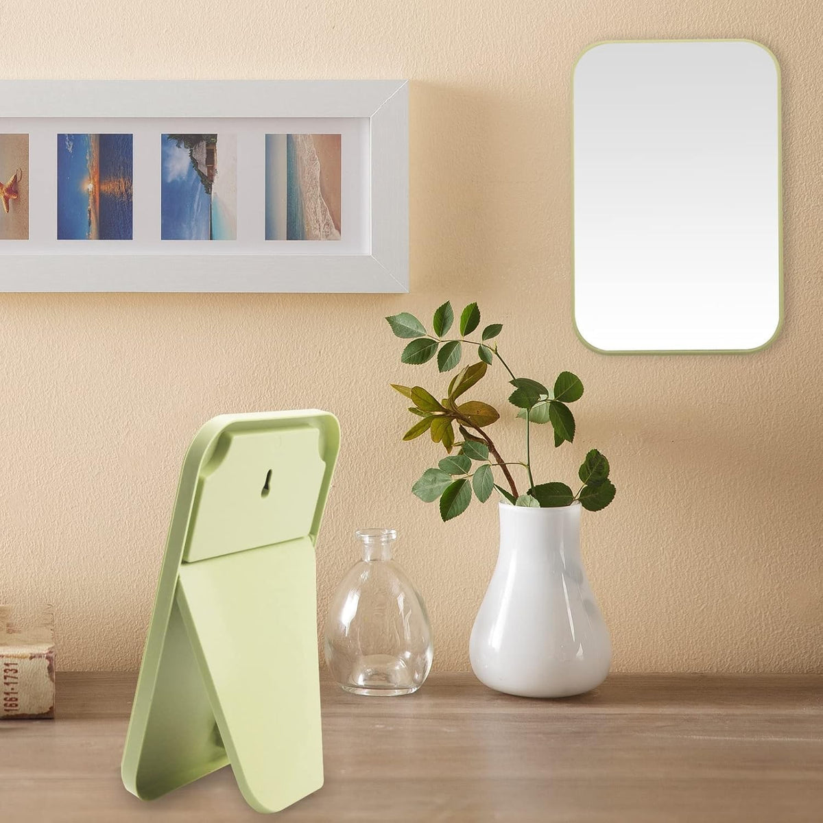 8 Inch Desktop Makeup Mirror with Stand & Wall Mount - Folding Portable Black