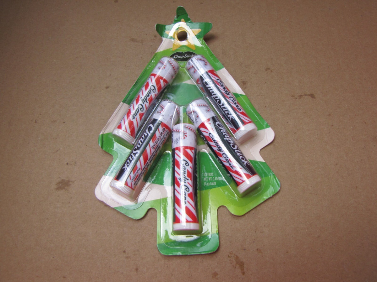 ChapStick Candy Cane Lip Balm Set - 5 Holiday Tree Shaped Sticks