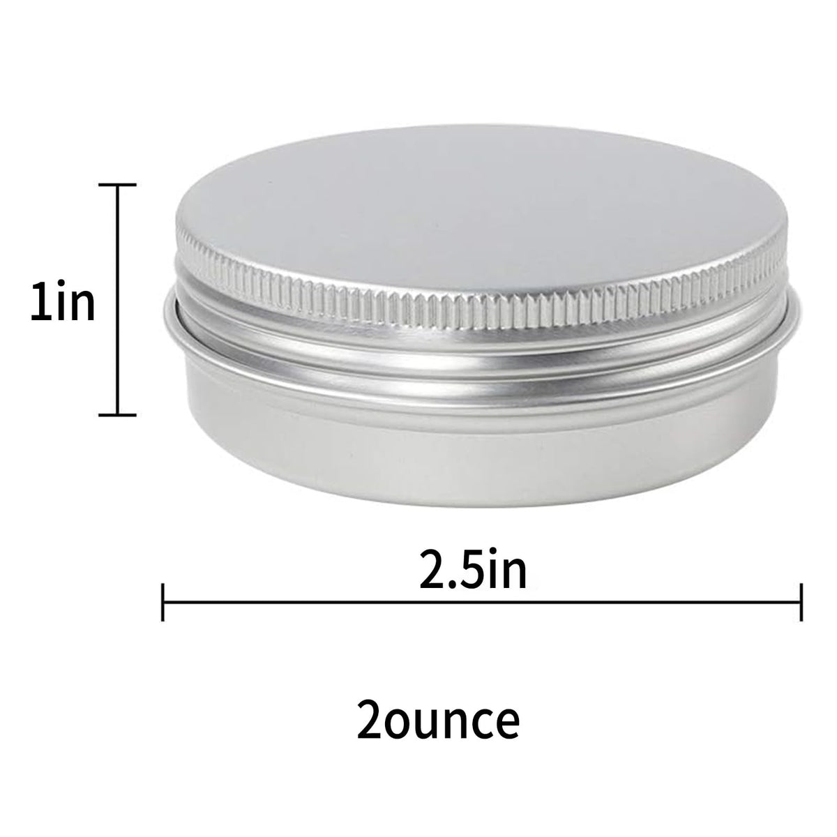2 oz Aluminum Tin Cans with Screw Lid - 48 Pack for Salves, Spices & Candies