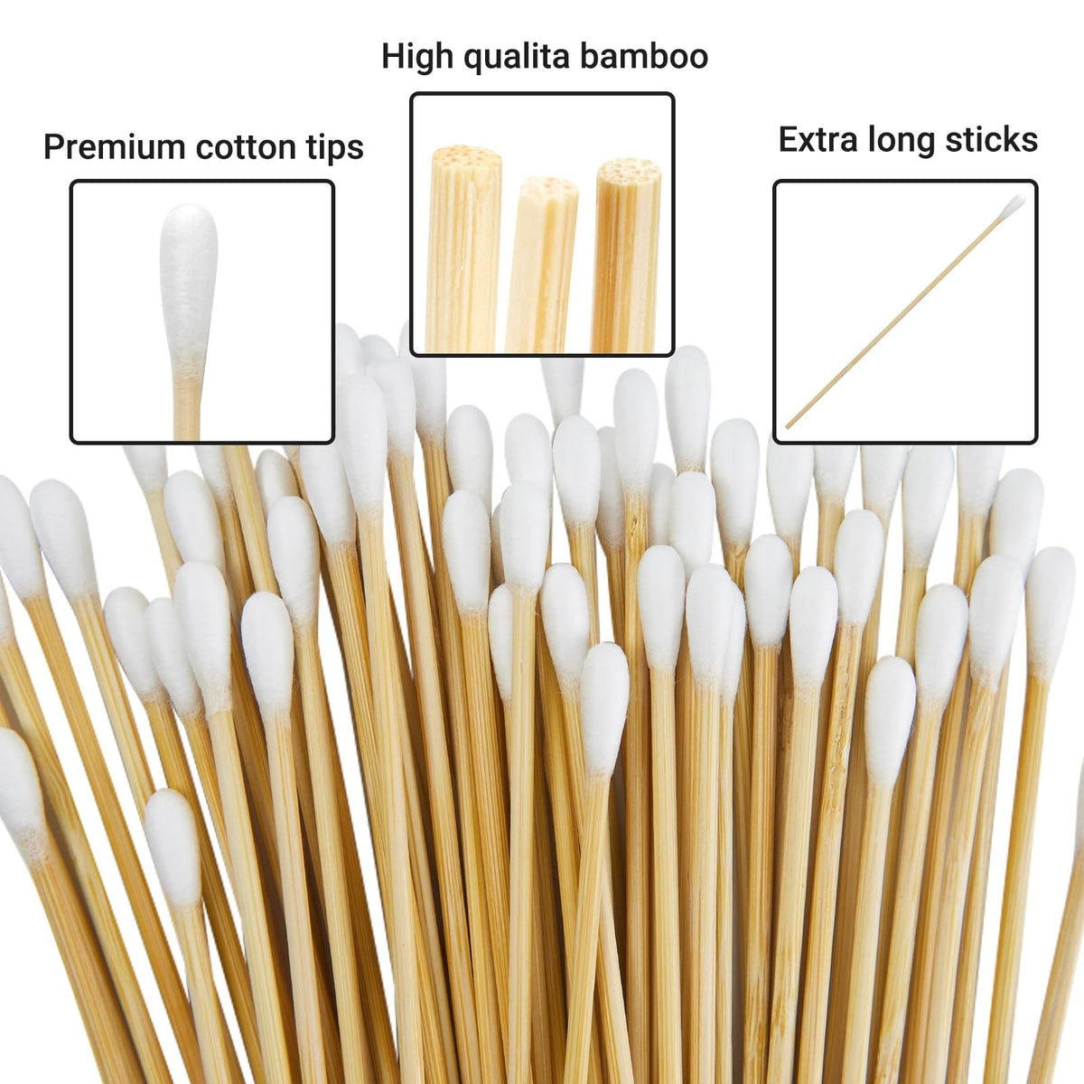 600PCS Long Cotton Swabs - Perfect for Cleaning, Makeup, Pet & Gun Care