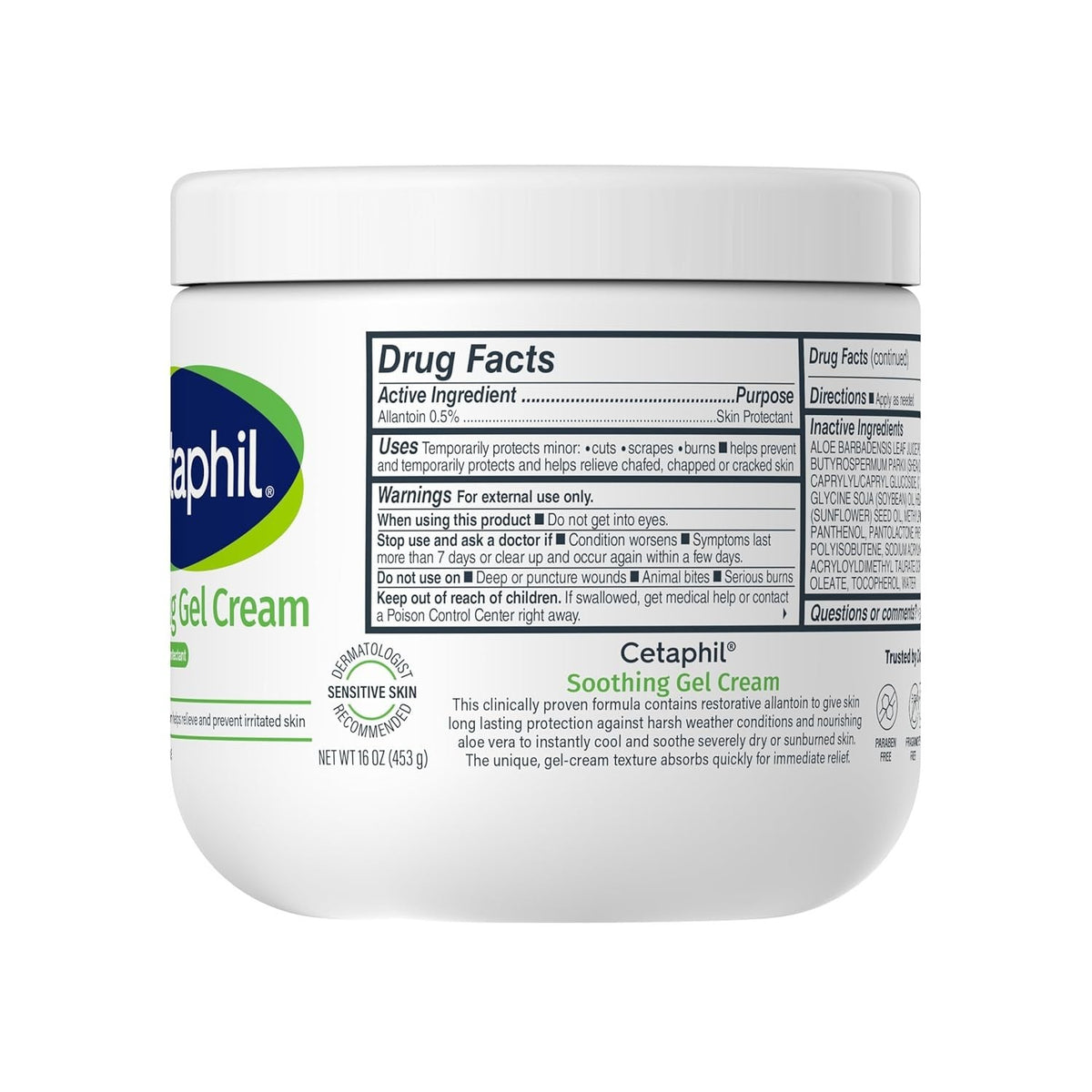 Cetaphil Soothing Gel Cream with Aloe 16oz - Hydrating Skin Care