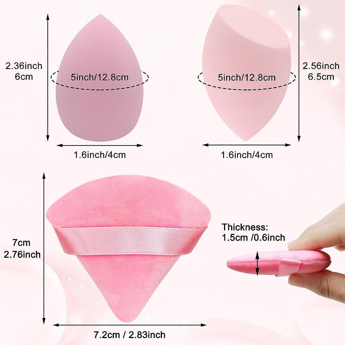 Professional Makeup Sponge Set with 6 Colorful Blending Sponges & Powder Puffs