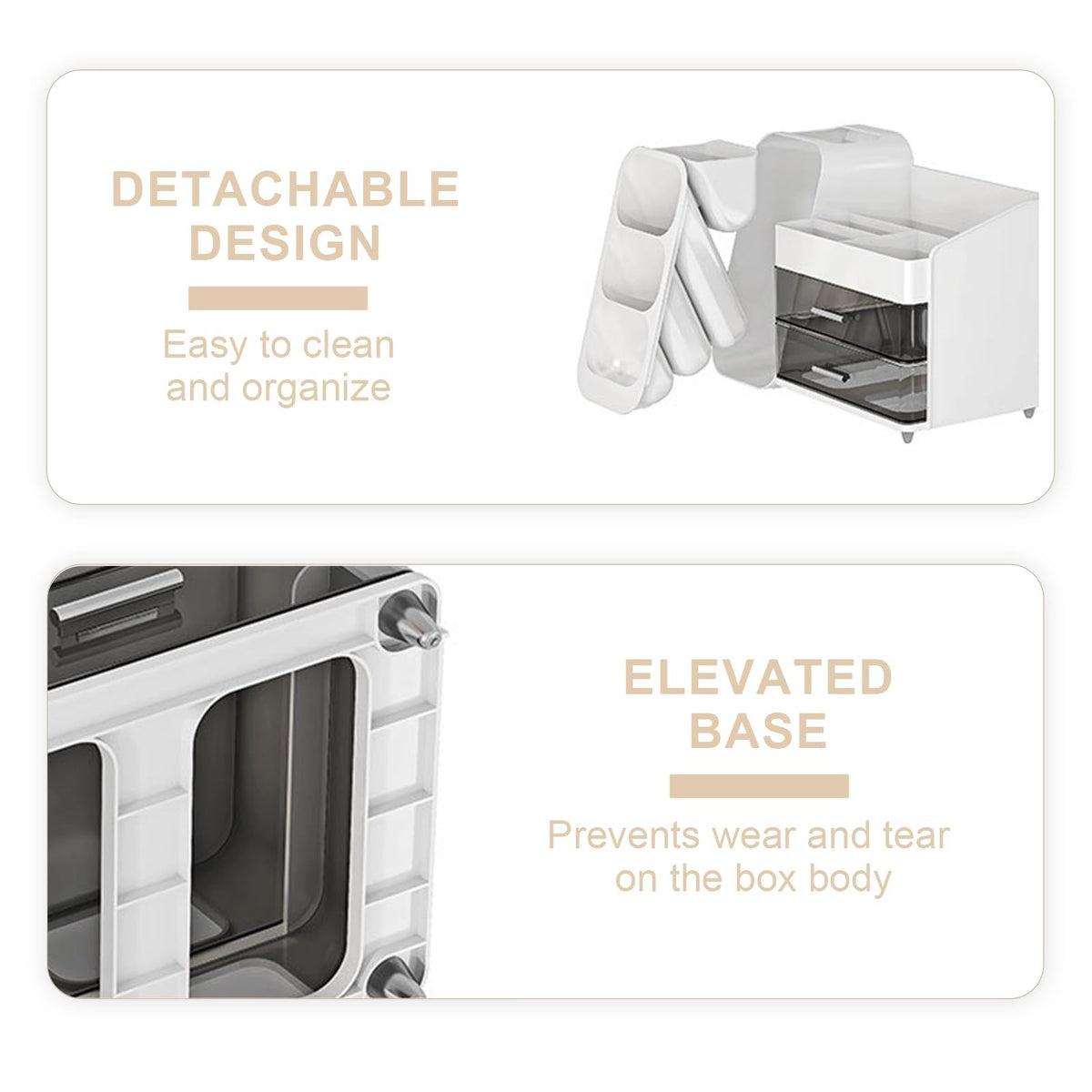 Makeup Organizer with Drawer for Cosmetics & Skincare - White