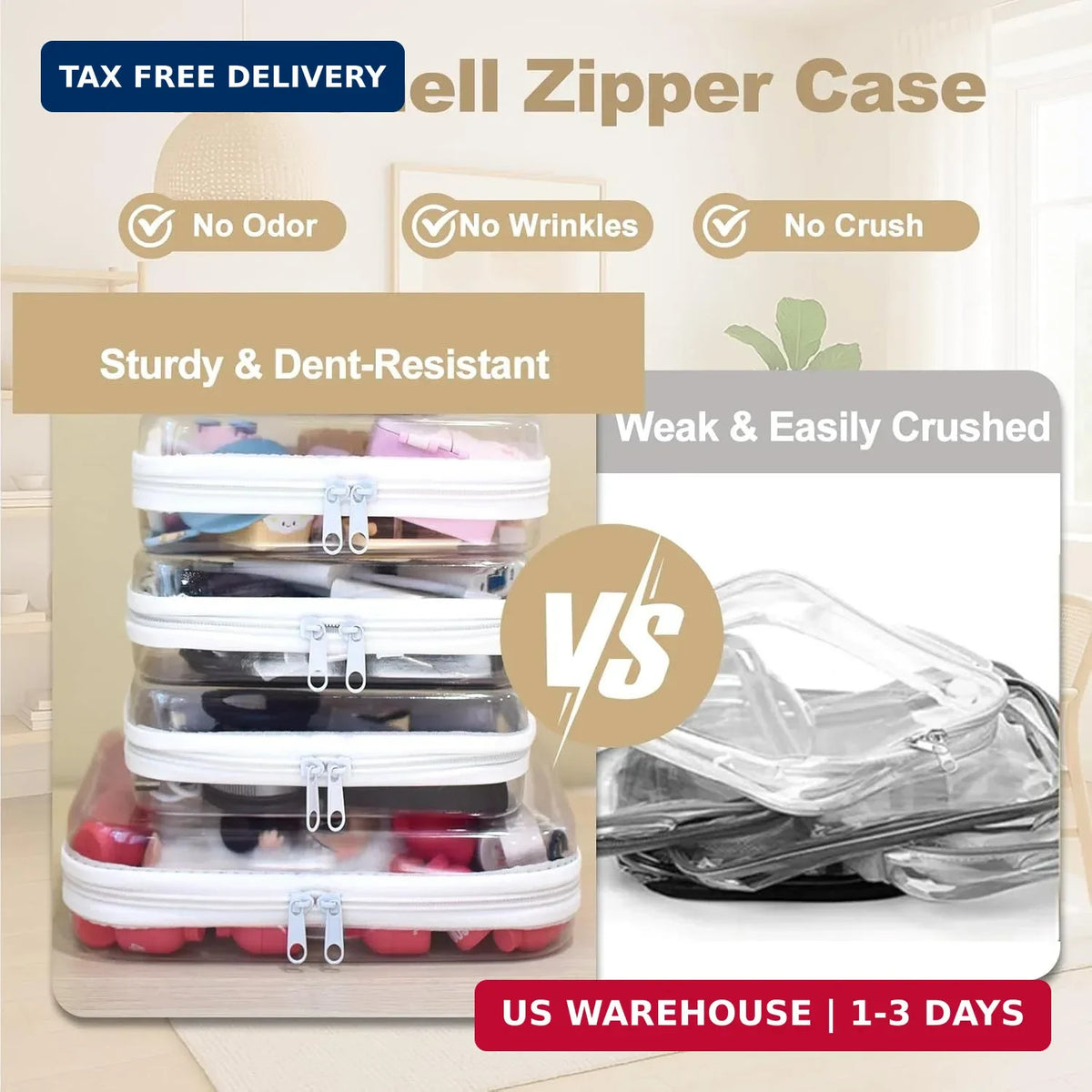 Hard Shell Clear Zipper Pouch Set - Travel Organizer & Cosmetic Storage