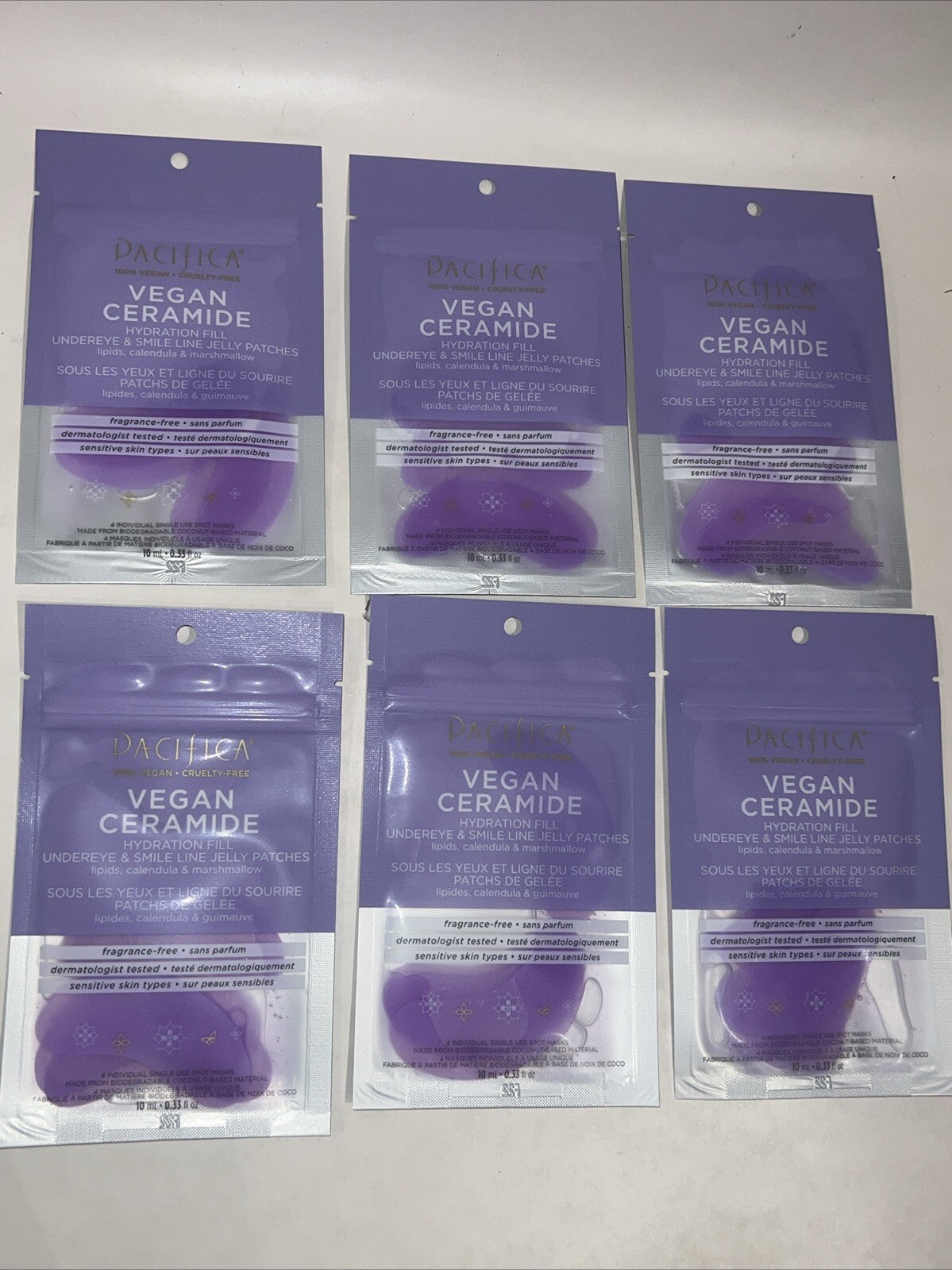 Pacifica Vegan Ceramide Undereye Jelly Patches for Smile Lines - 6 Pack