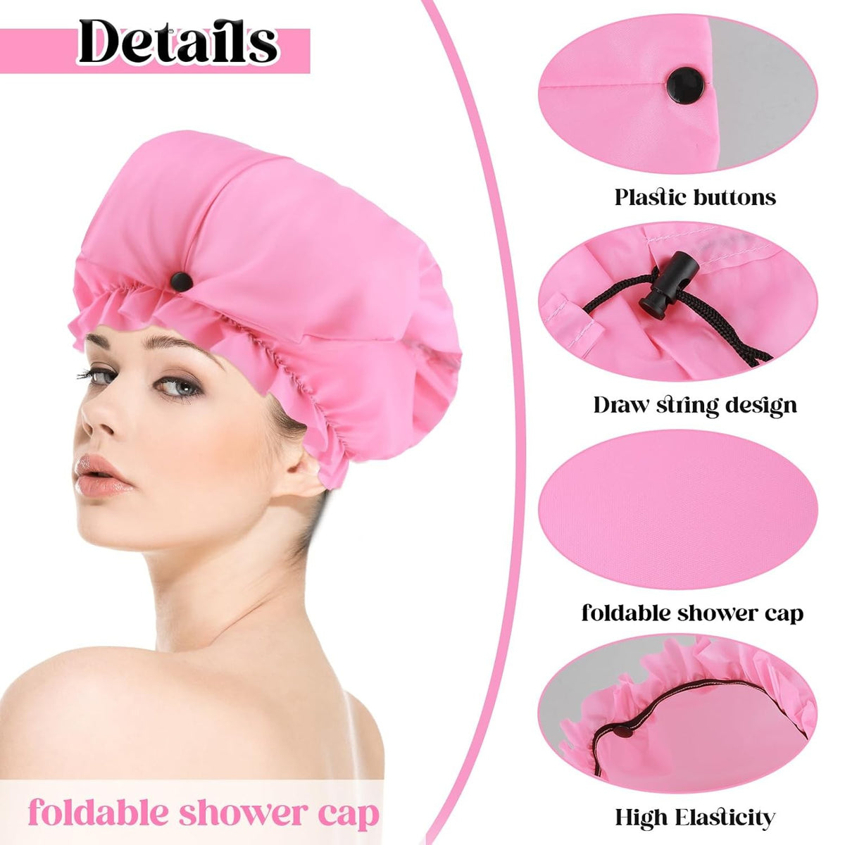 2 Pcs Large Shower Cap for Braids, Extra Long Black, Pink
