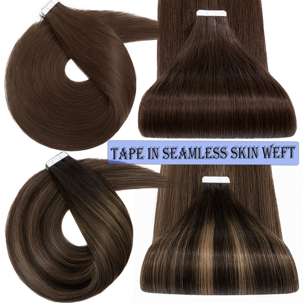 Remy Tape-In Human Hair Extensions Full Head - Thick & Natural Look