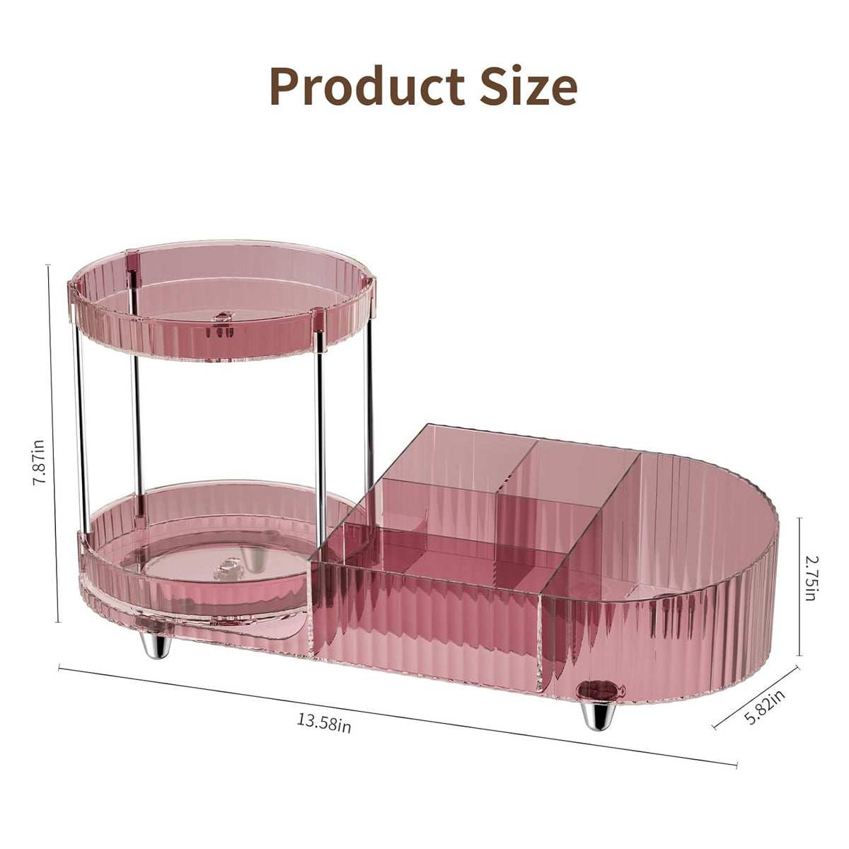360 Rotating Makeup Organizer with Perfume Trays & Compartments, Acrylic Vanity Storage