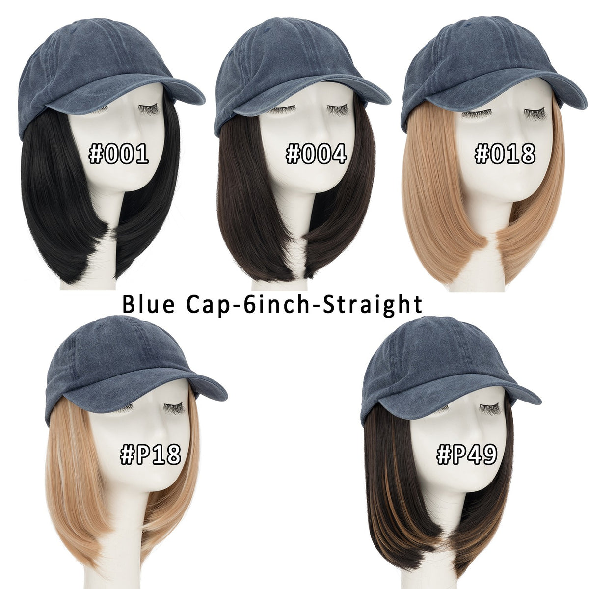 Women Wavy Wig Baseball Cap with Synthetic Hair Adjustable Dad Hat Natural Look
