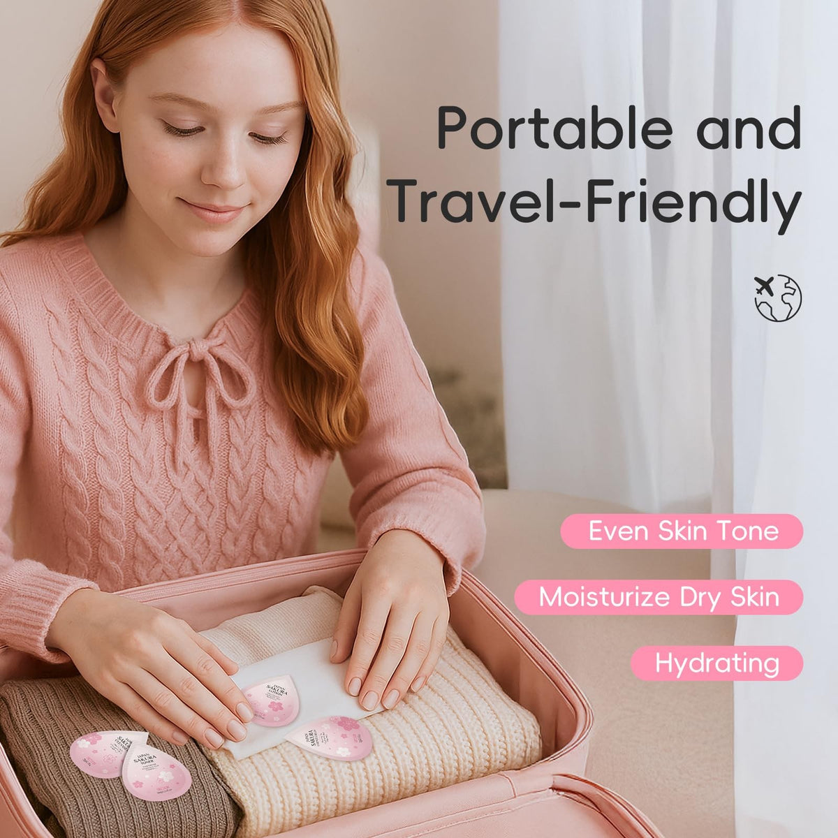 Travel Skincare Set - 28pcs Mini Cherry & Sakura Face Care Kit for On-the-Go