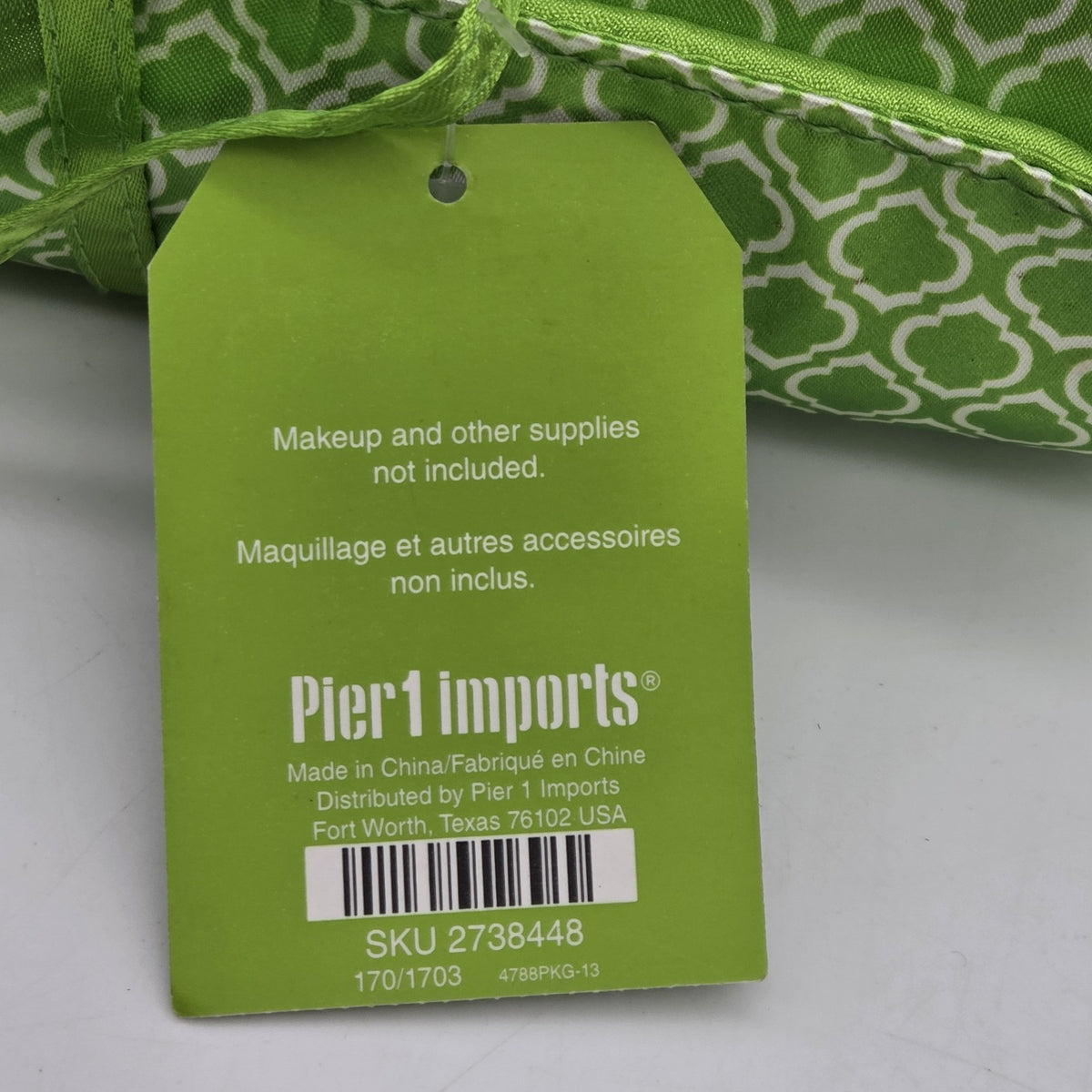 Pier 1 Imports 3-Piece Green Cosmetic Bag Set with Brush Roll and Pouches