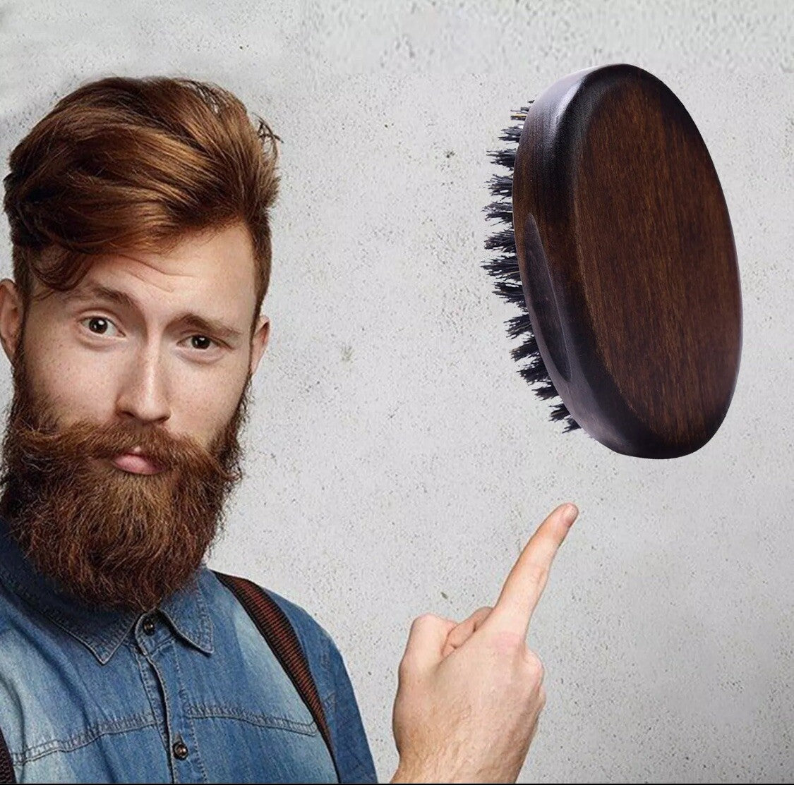 Men's Boar Hair Beard Brush - Soft Bristle Mustache Grooming & Styling