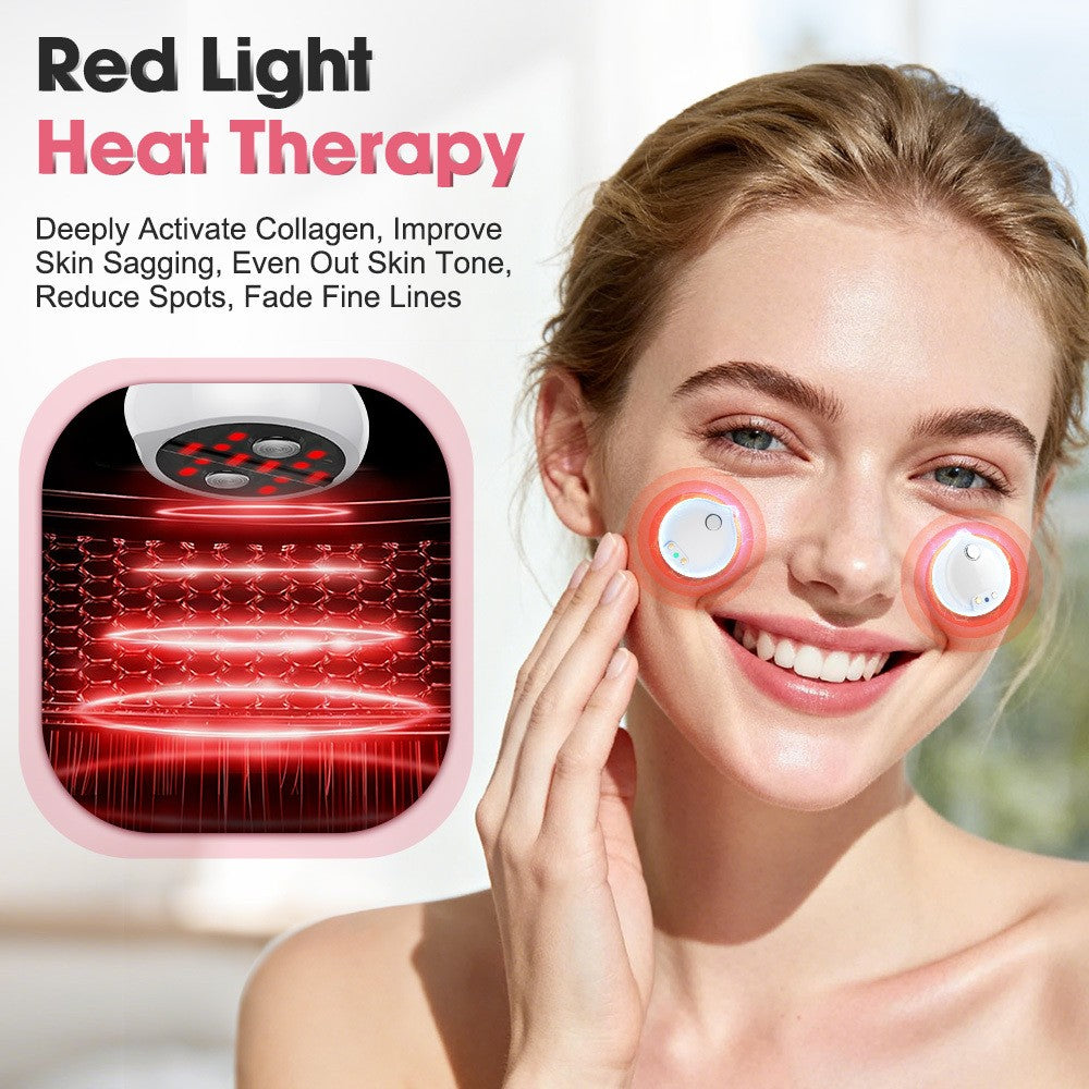 Microcurrent Red Light Therapy Eye & Facial Massager for Dark Circles & Skin Tightening