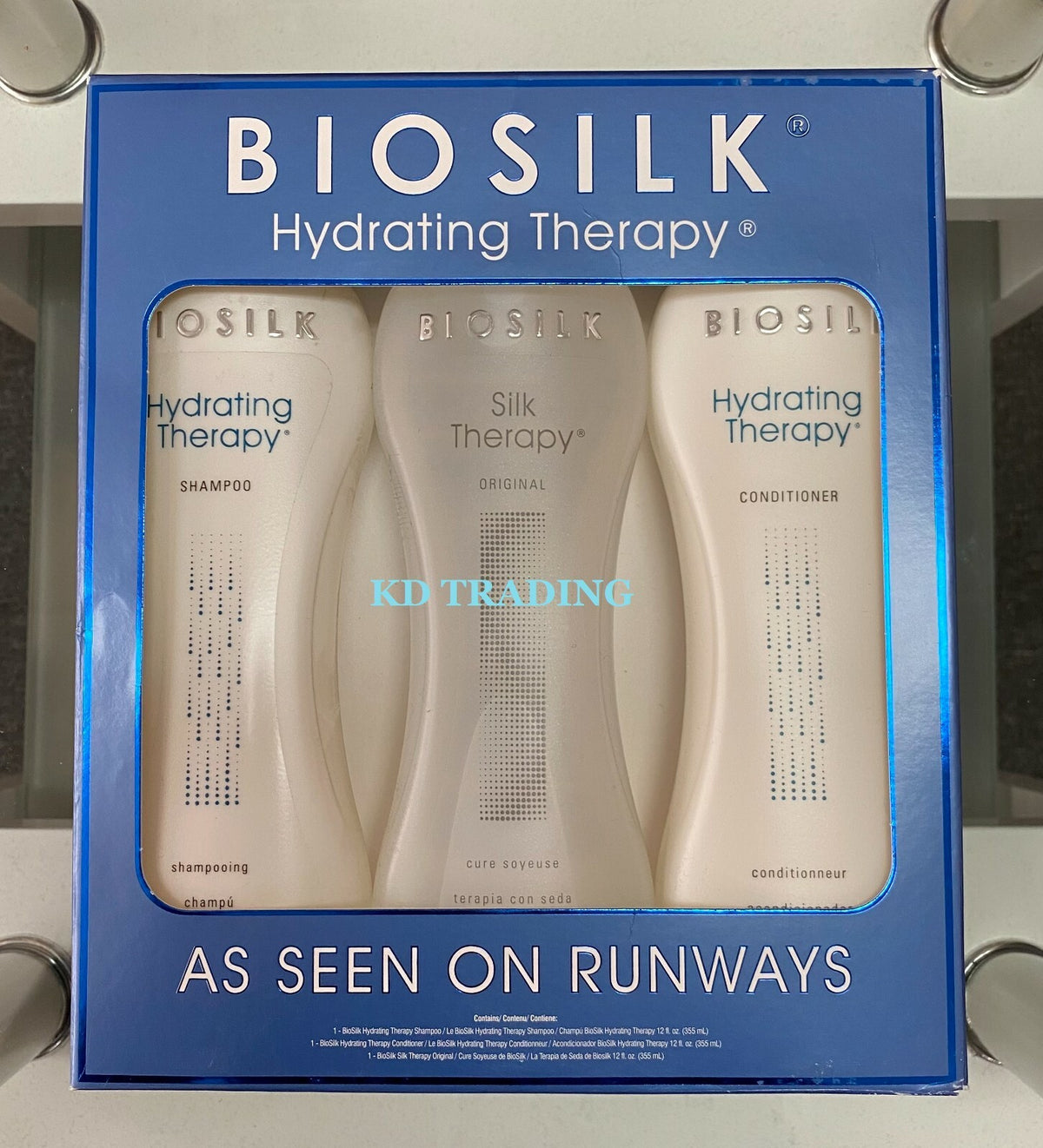 (3-Pack) BIOSILK Hydrating Therapy Shampoo Conditioner Hair Treatment