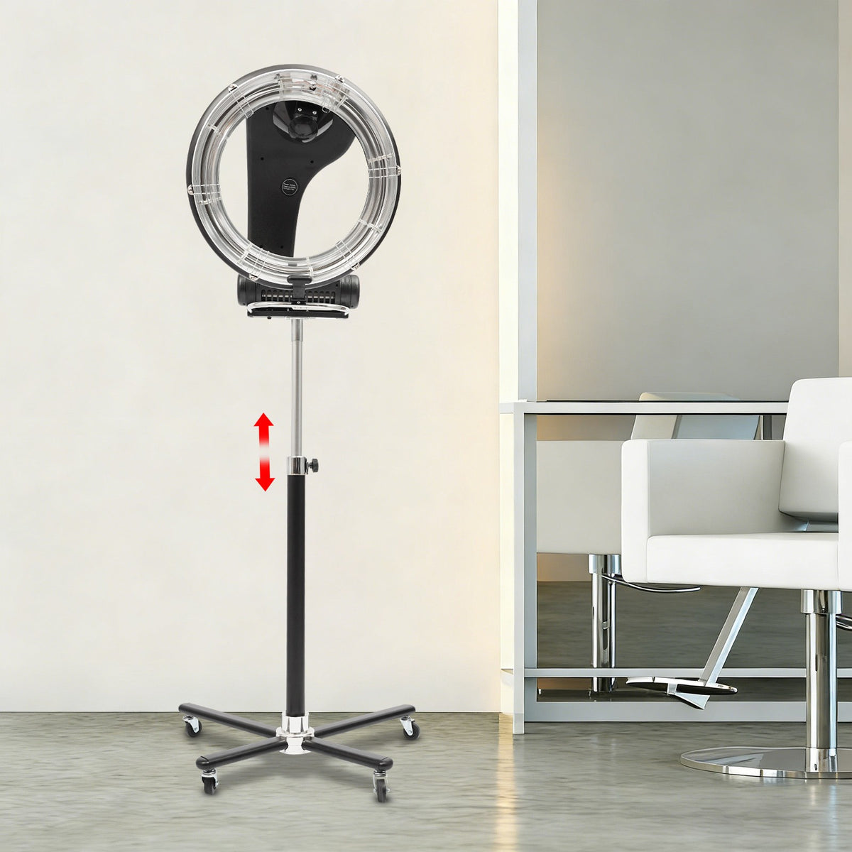 Professional Rotating Hair Dryer Stand with 360° Heating Ring - Freestanding Salon Dryer