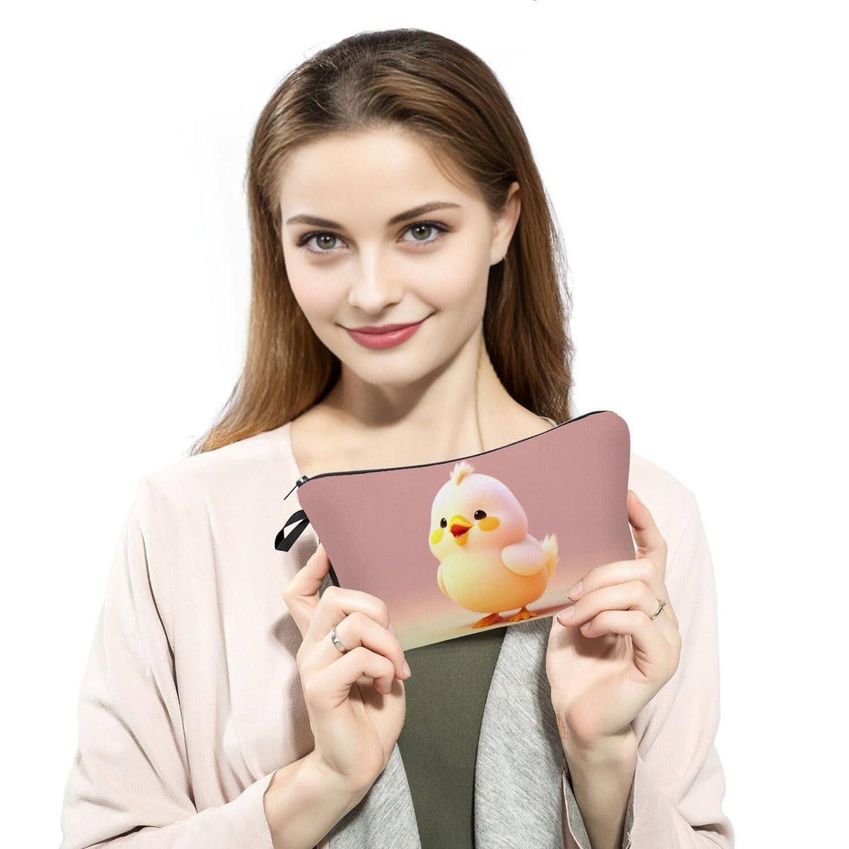 Cute Chick Print Makeup Bag for Women Travel Storage Gift