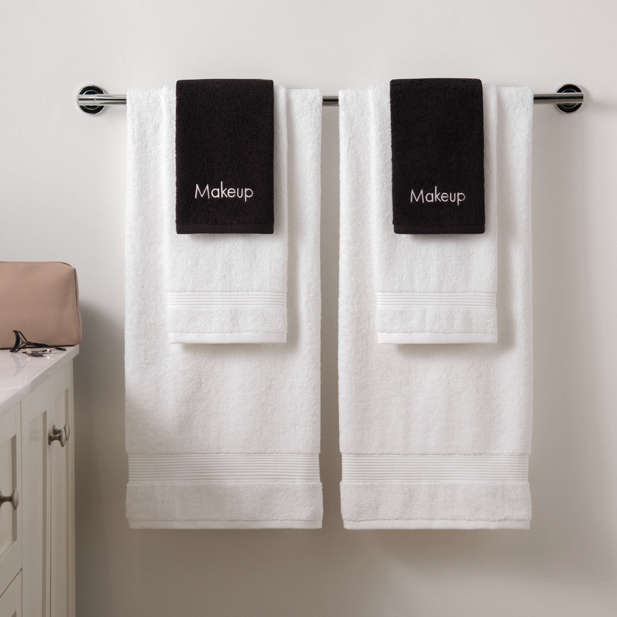Black Cotton Makeup Removal Towels - 6 Pack, 13x13 Inch Washcloths
