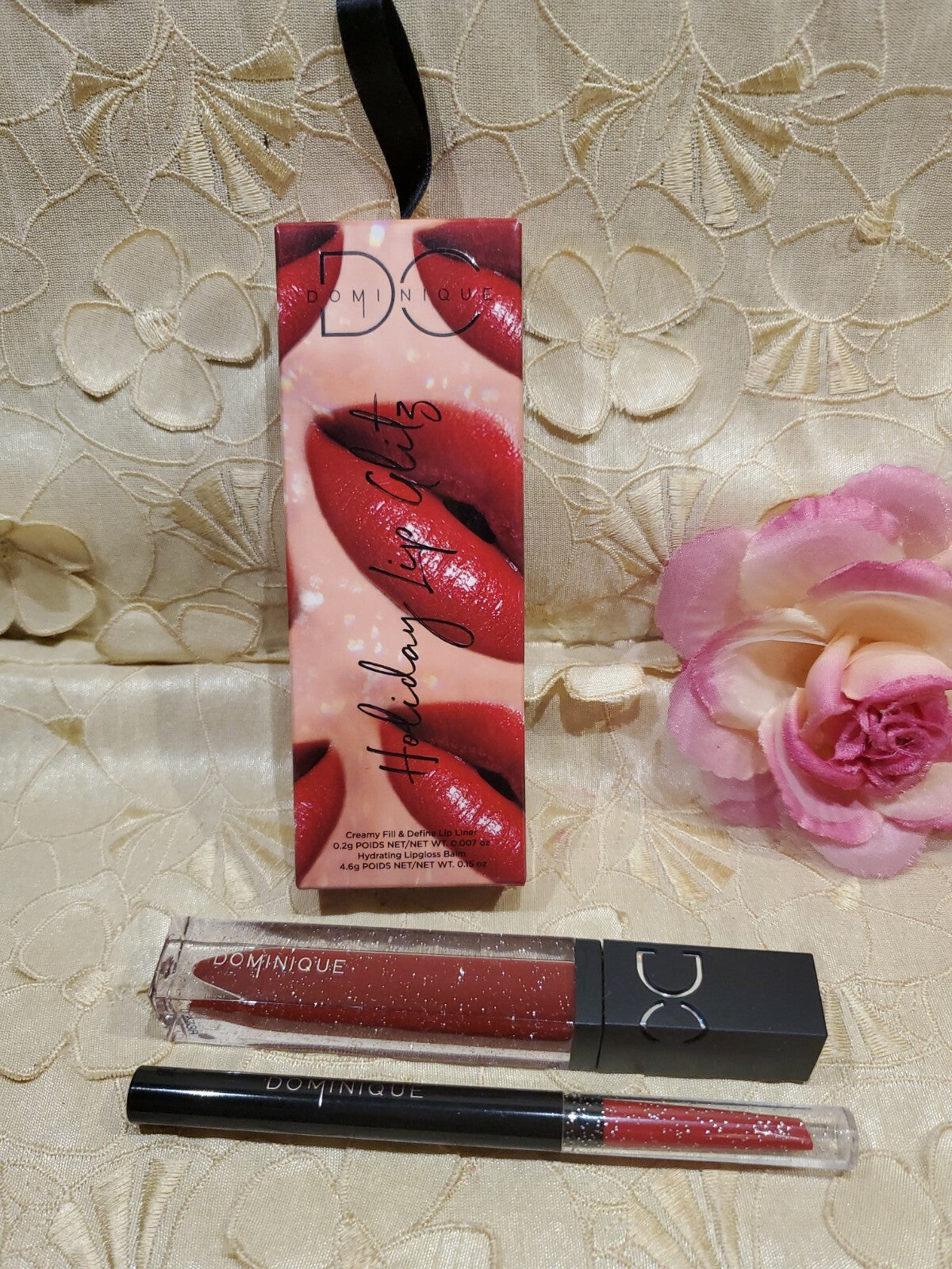 Dominique Holiday Lip Glitz Lip Liner & Hydrating Lip Gloss Set - Fiery Red