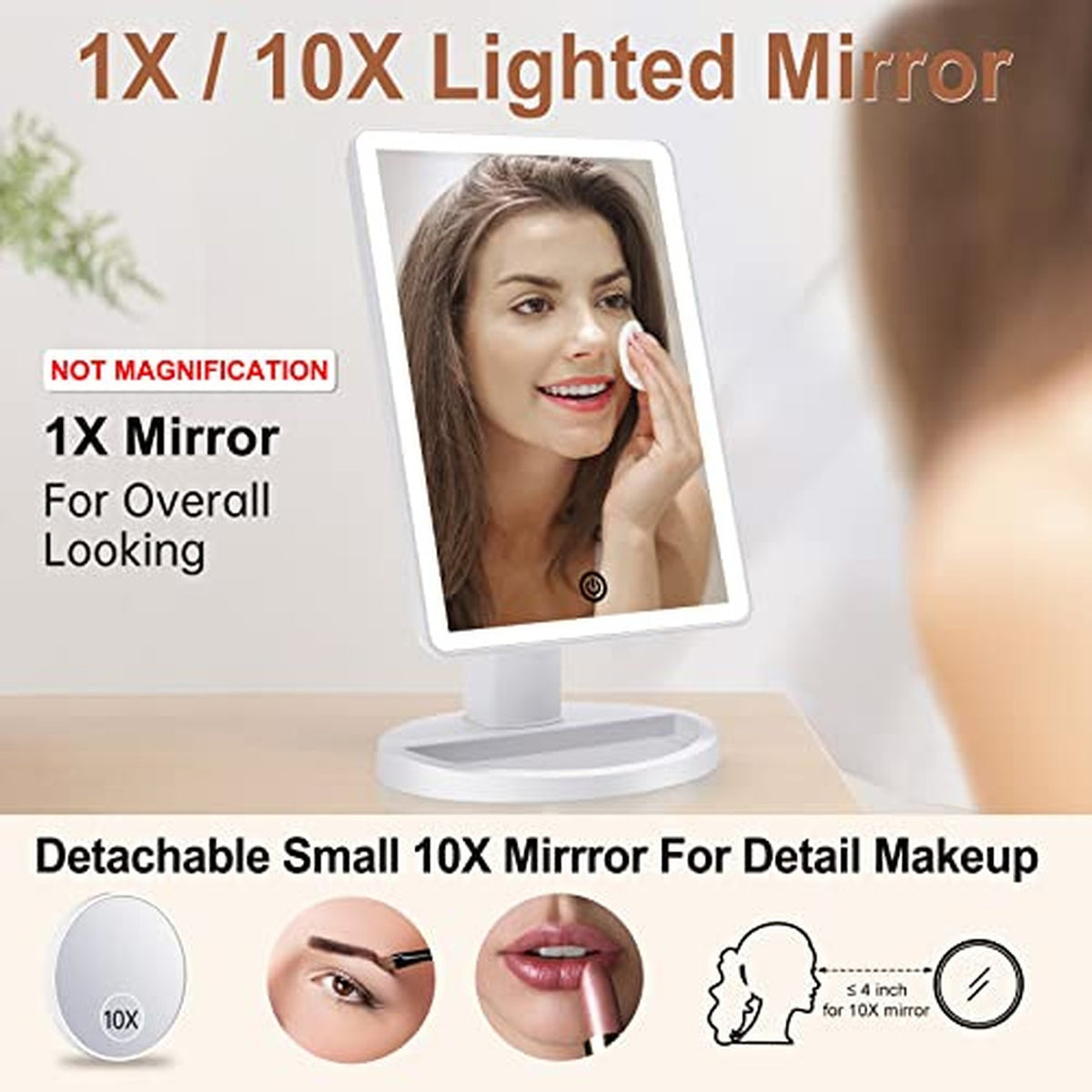 Lighted Makeup Vanity Mirror with 72 LED Lights and 3 Color Settings
