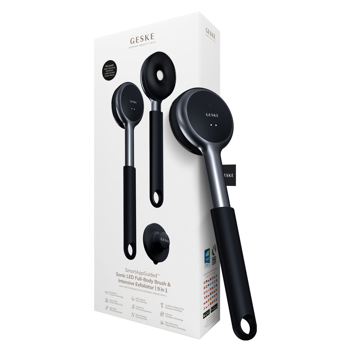 GESKE Sonic LED Full-Body Brush & Intensive Exfoliator 9 in 1 Black