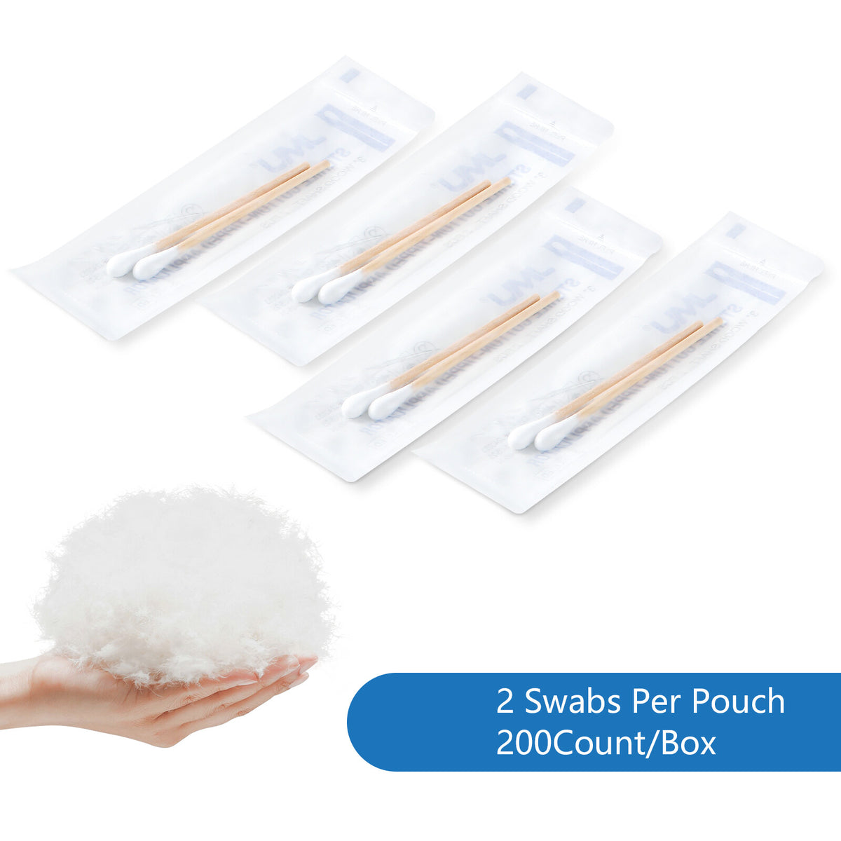 Sterile Cotton Swabs 3 Inch Medical-Grade Absorbent Applicators for Wound Care & Makeup