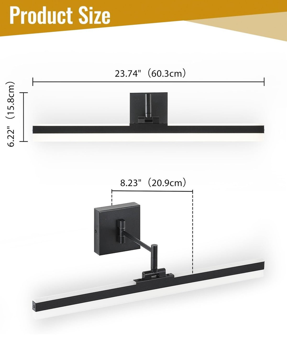 LED Vanity Light 23.6 Inch Adjustable Wall Sconce for Bathroom & Mirror