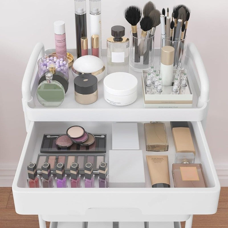 Multifunctional Rolling Storage Cart with Drawers and Casters - 3 or 4 Tiers