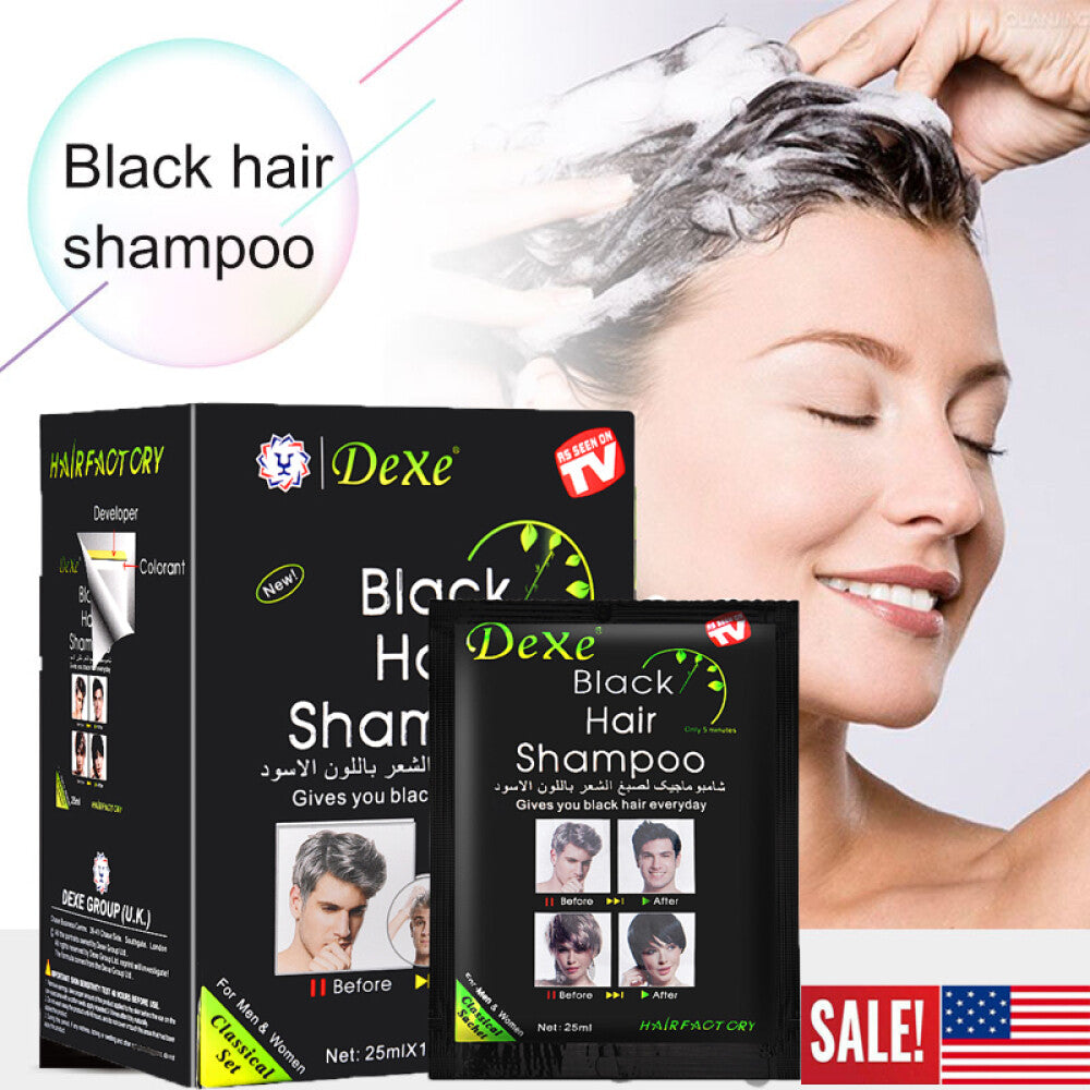 Black Hair Shampoo - 10 Sachets, Herbal Color & Repair