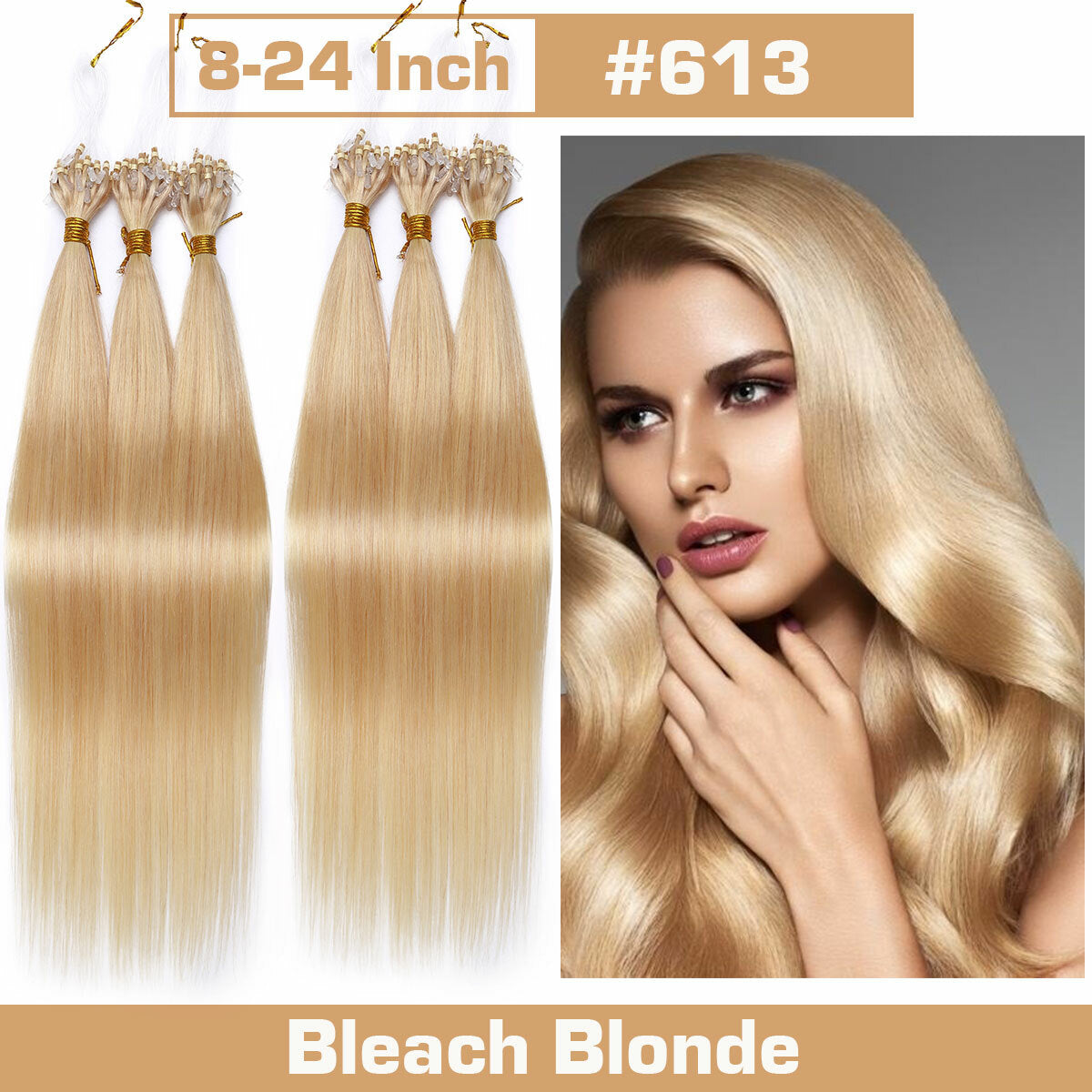 Thick Micro Loop Human Hair Extensions - Remy 100% Human Hair, Nano Beads, Multiple Lengths & Colors