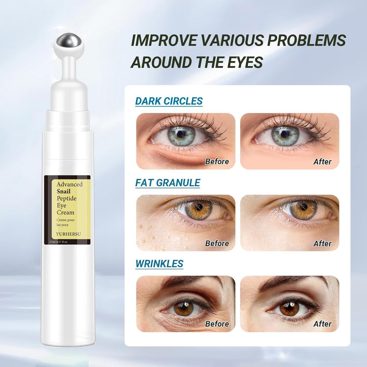 Hydrating Snail Under Eye Cream - Reduces Puffiness & Wrinkles 0.57 oz