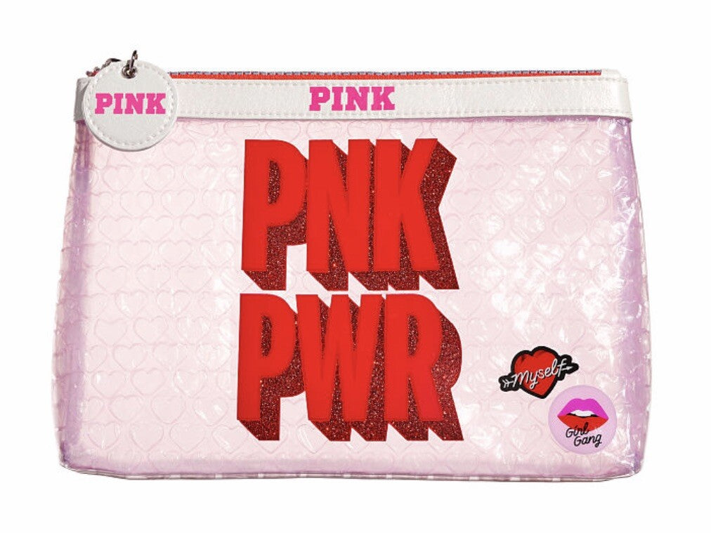 Pink Clear Red Makeup Case - Victoria's Secret PINK Beauty Bag