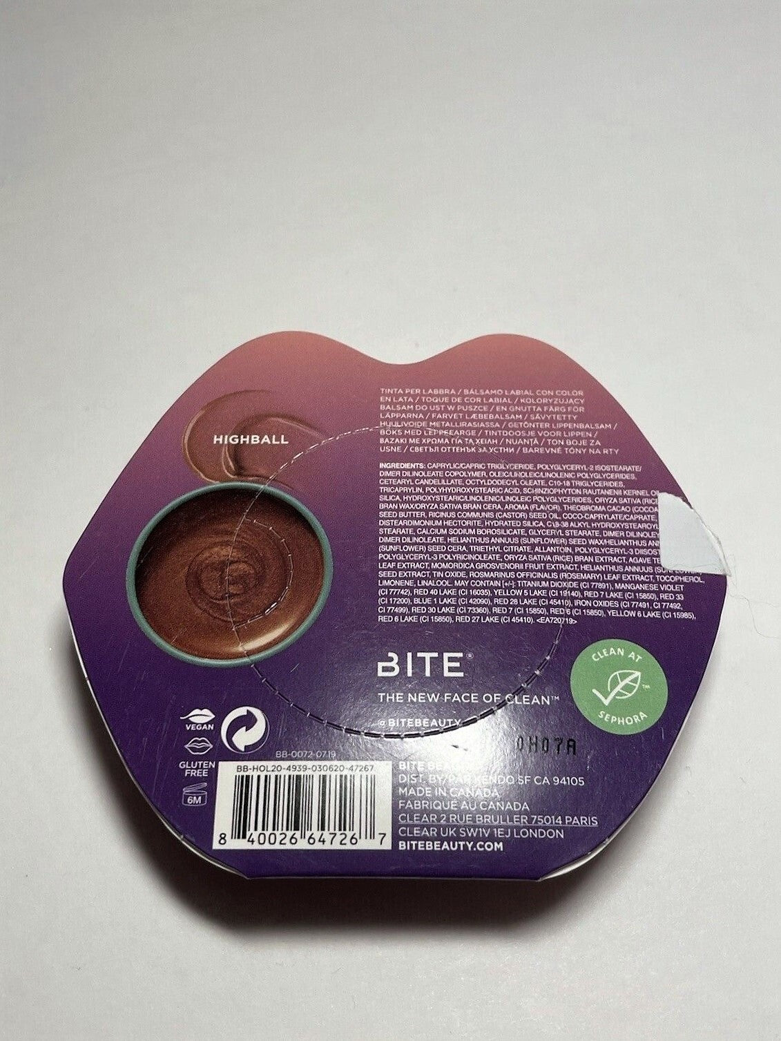 Bite Beauty Agave Plus Lip Tint Tin - Tinted Lip Balm, Highball Shade