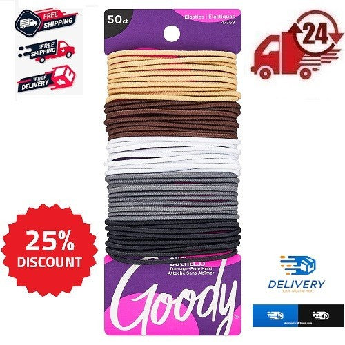 Goody Ouchless Elastic Hair Ties - 50 Count (Pack of 1), Assorted