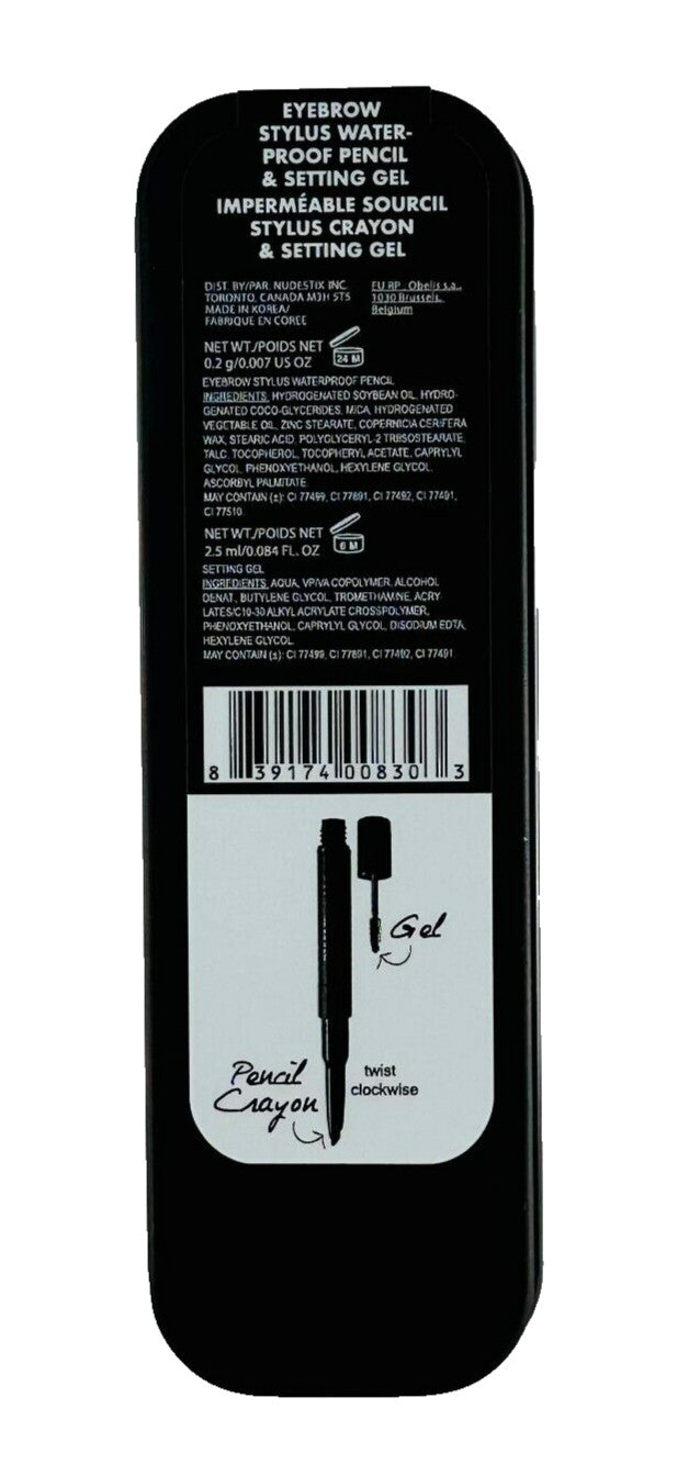 Waterproof Eyebrow Pencil & Gel Set - Brown/Black, 2.5ml