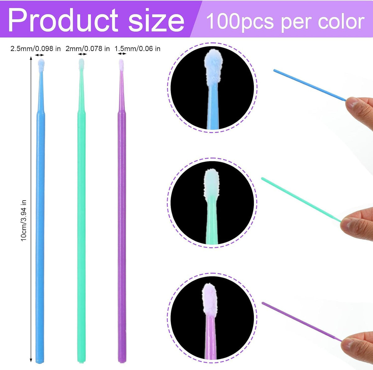 Micro Applicator Brush Set - 300 Disposable Touch Up Paint Brushes for Automotive & Crafts