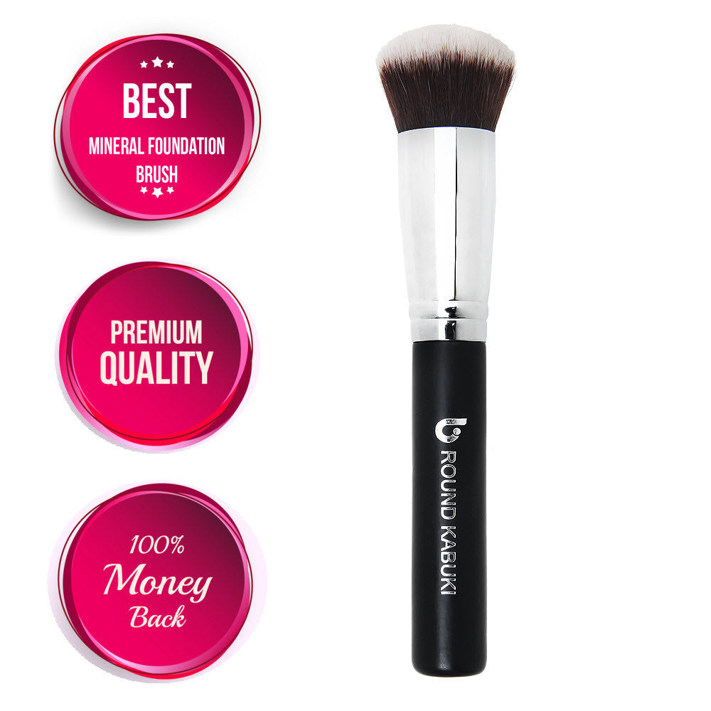 Round Kabuki Makeup Brush by Beauty Junkees – Professional Synthetic Kabuki