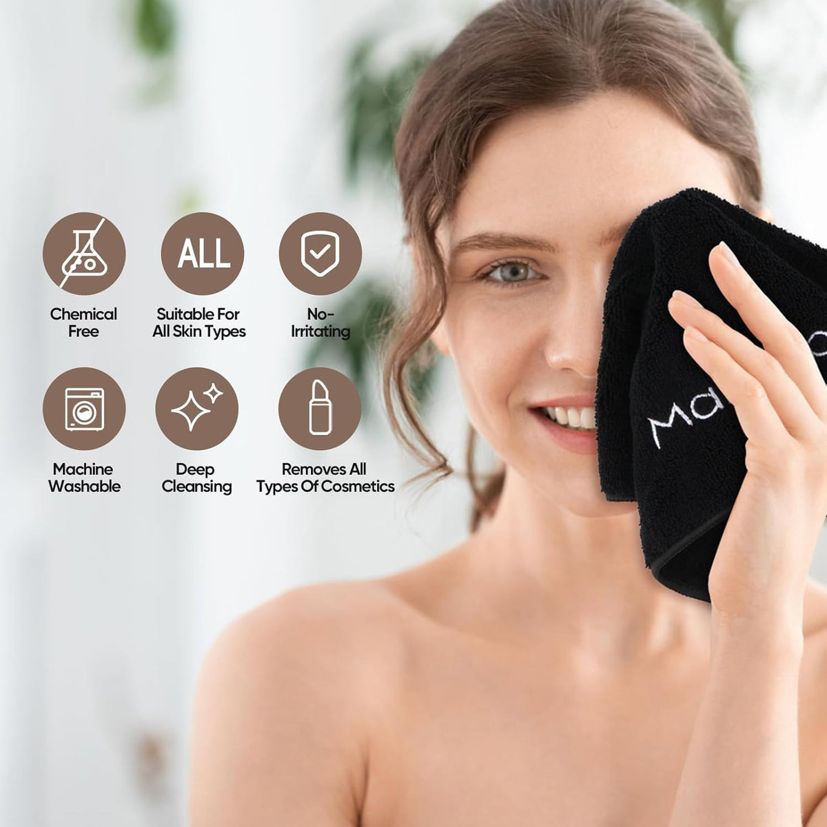 Reusable Microfiber Makeup Remover Cloths 6 Pack - Soft Face Cleansing Towels