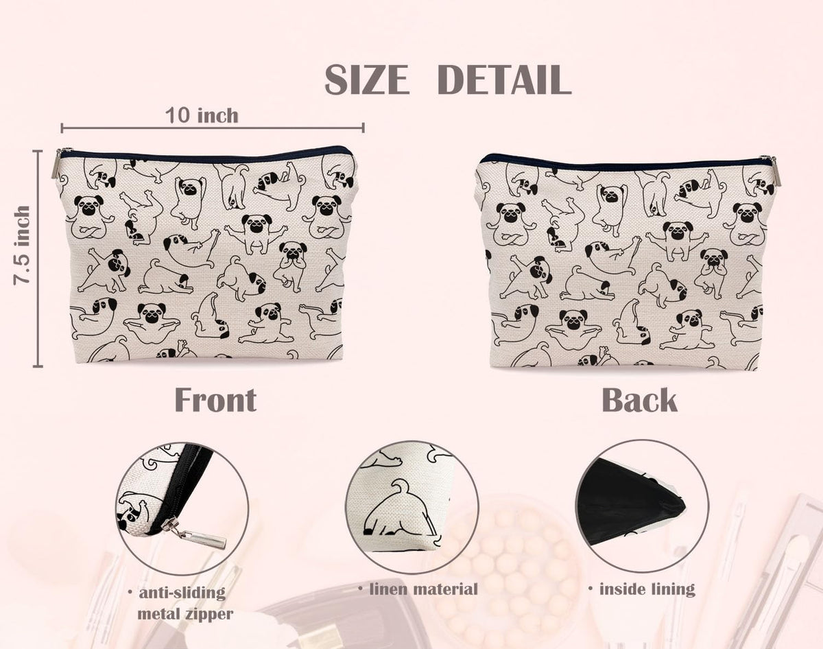 Pug Mom Cosmetic Bag - Fun Dog Lover Travel Makeup & Toiletry Pouch