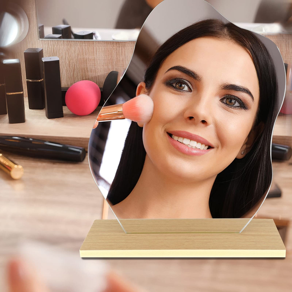 Aesthetic Vanity Mirror with Stand - Cloud-Shaped Acrylic Makeup Mirror
