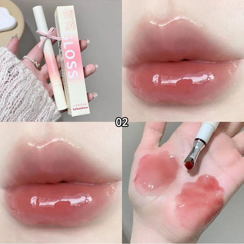 Watery Lip Gloss with Jelly Texture - Moisturizing Nude Lip Tint