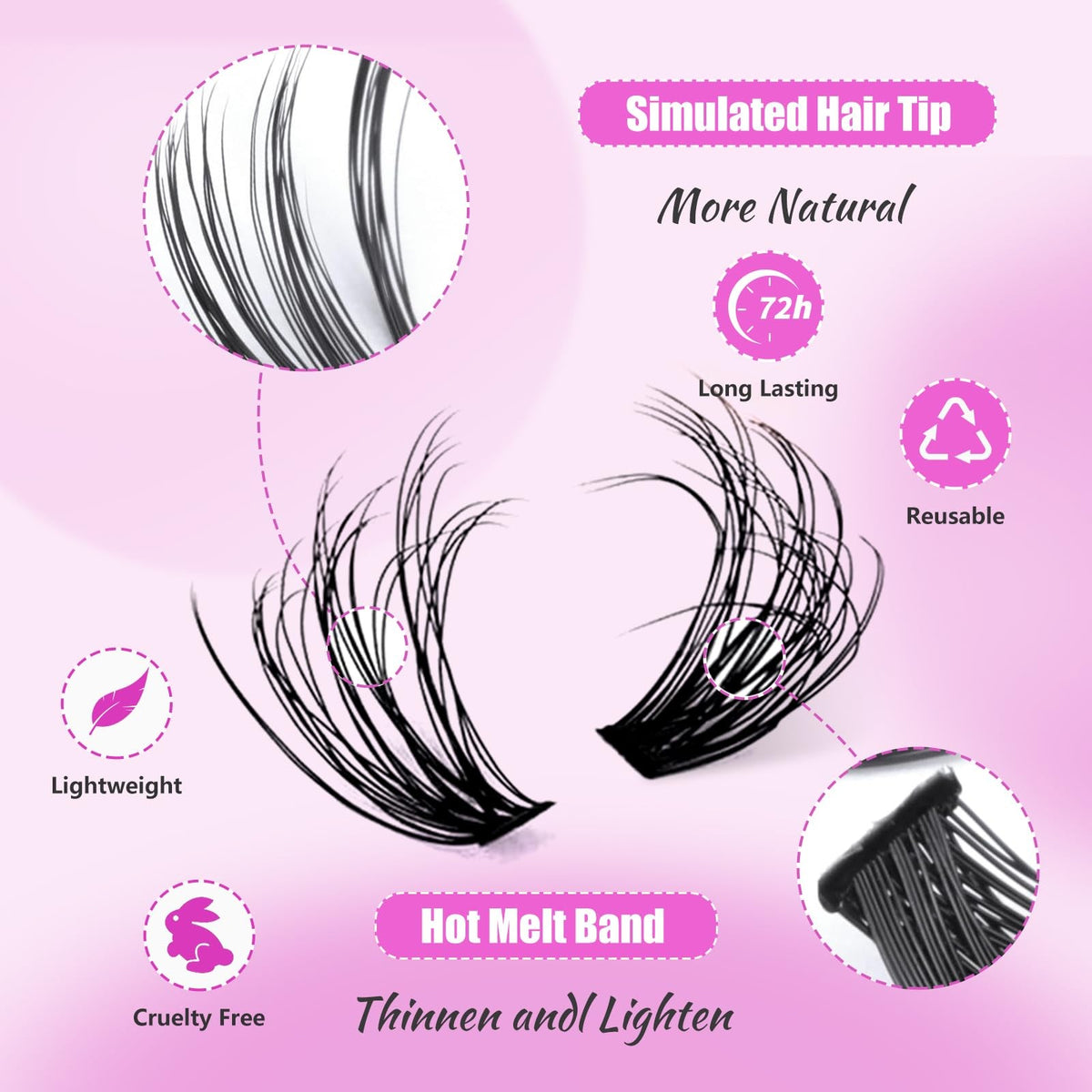 Fluffy Lash Clusters Kit 280PCS Wispy Natural Look DIY Eyelash Extensions