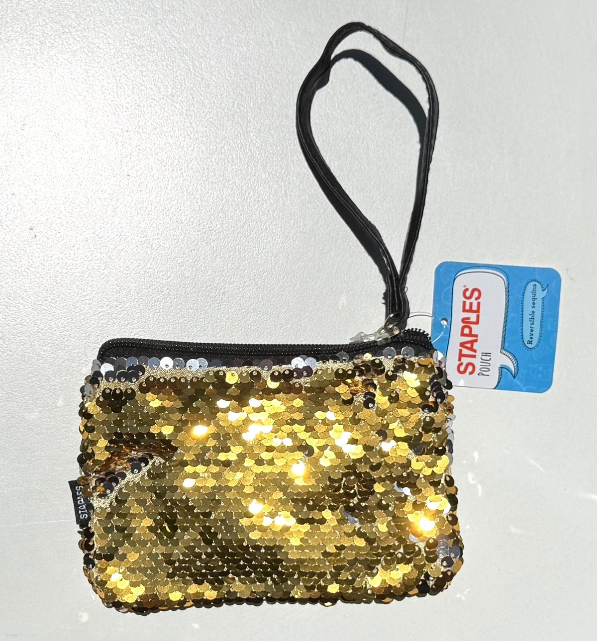 Reversible Sequins Pen Pencil Pouch Makeup Case 6 x 4.5 Inches Gold