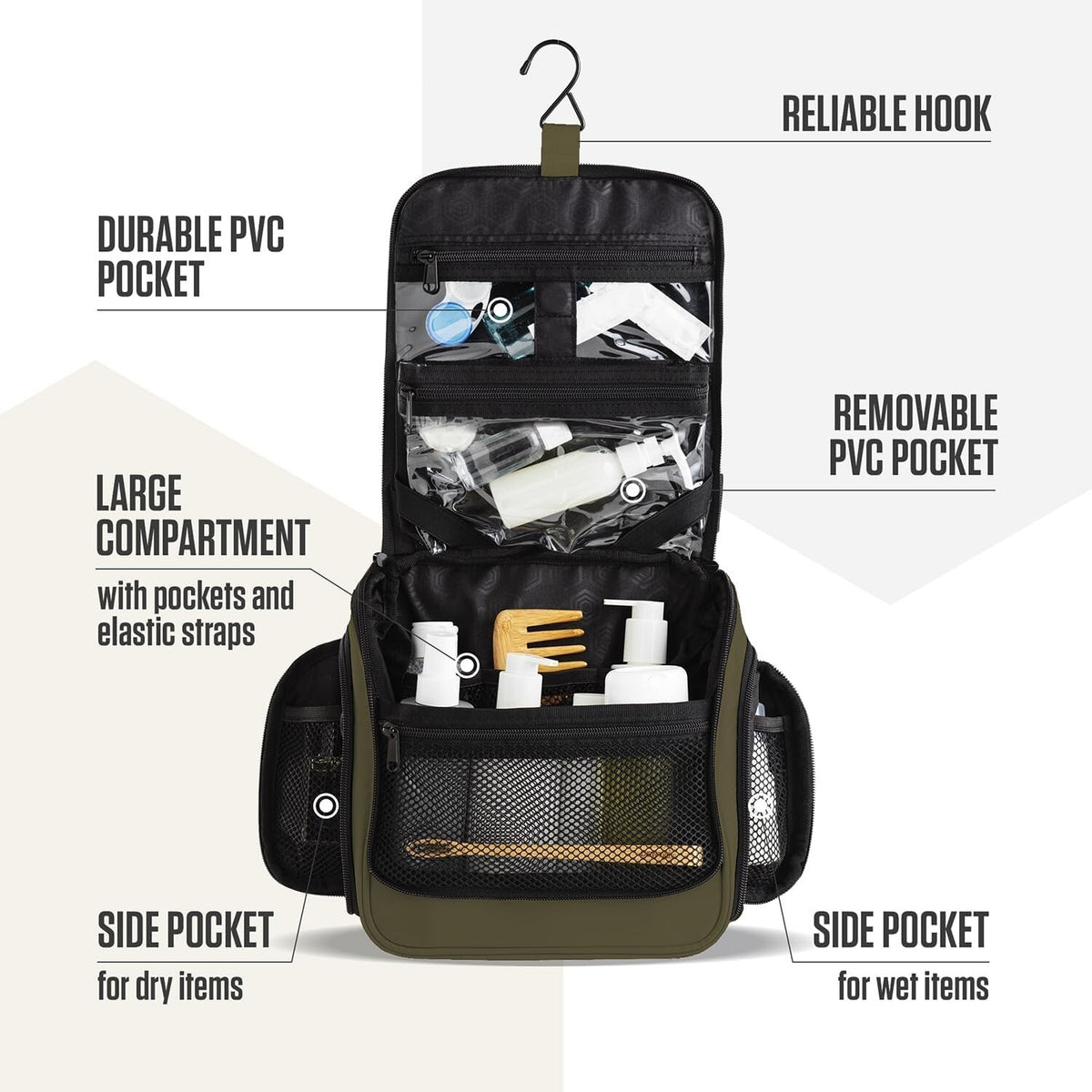TSA-Friendly Travel Toiletry Bag with Expandable Compartments - Durable & Waterproof
