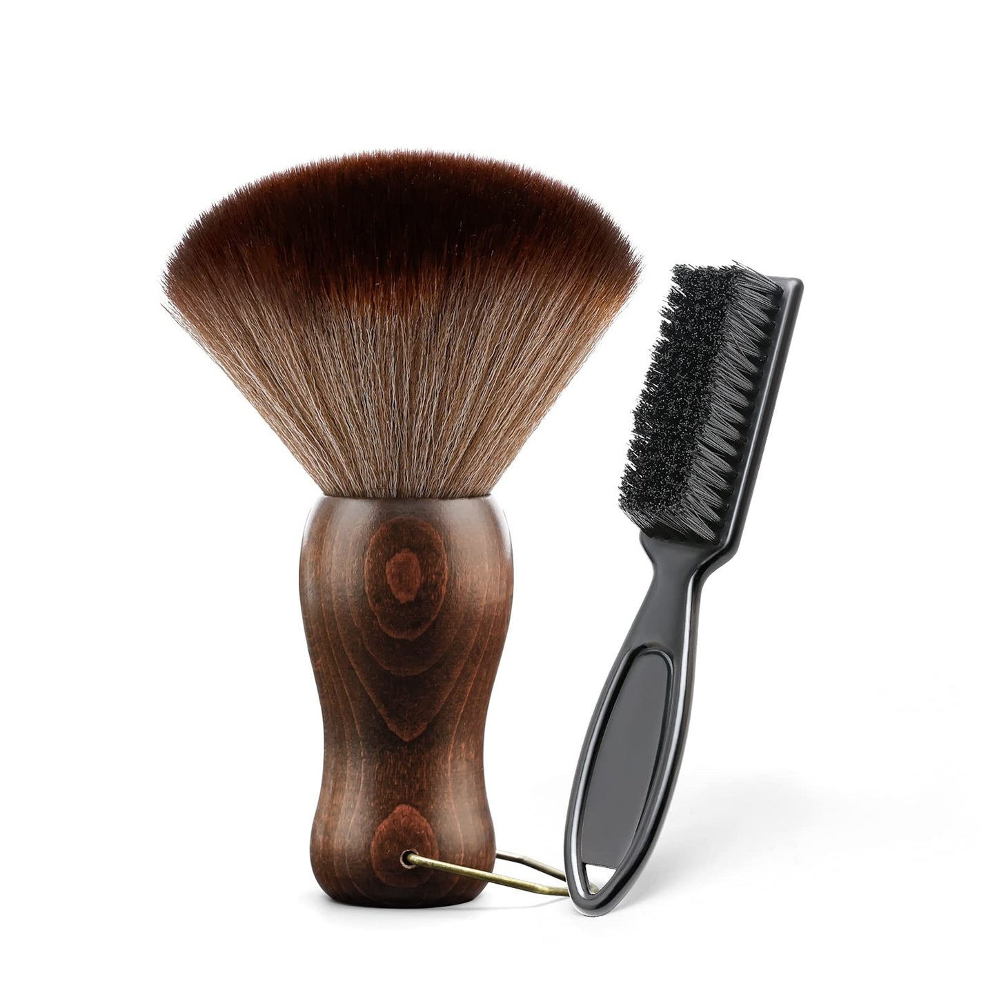 Barber Neck Duster Brush with Wooden Handle and Soft Fiber Bristles