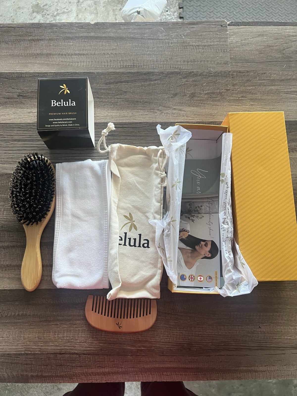 Belula Boar Bristle Hair Brush Set - 4 Piece Natural Hair Care Kit