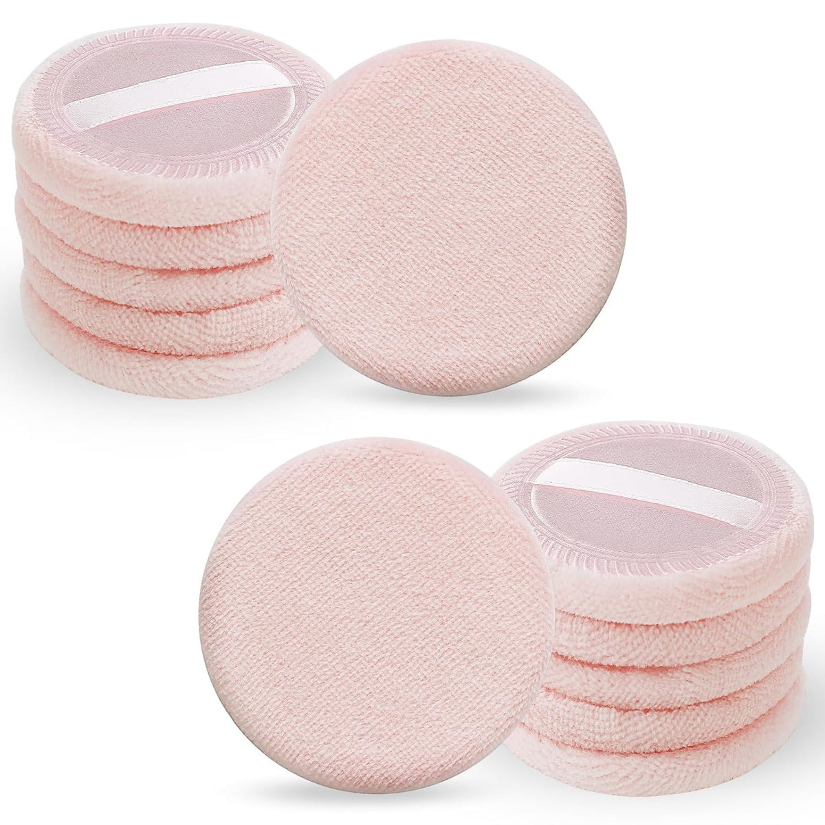 12 Pcs Makeup Powder Puffs - Cotton Velour Face Sponges for Foundation & Setting